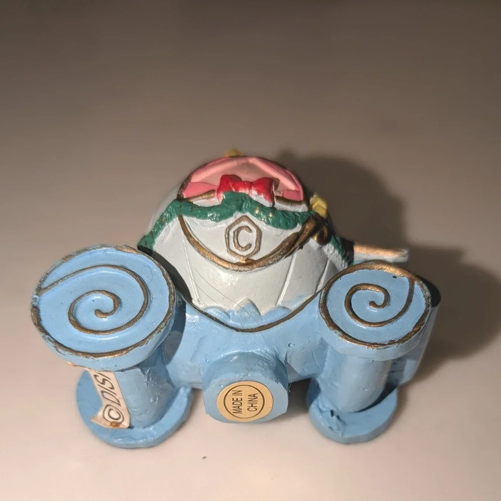 Disney Cinderella Pumpkin Carriage Figurine Blue Gold Princess Miniature Decor